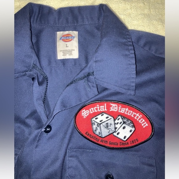 Dickies vintage Social Distortion work shirt top button down garage grunge sz L - Picture 2 of 7